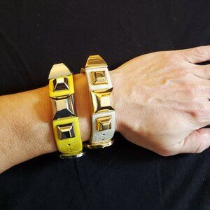 Pre-Loved Hayden-Harnett Ramone Leather Stud Cuff Bracelet -- set of 2